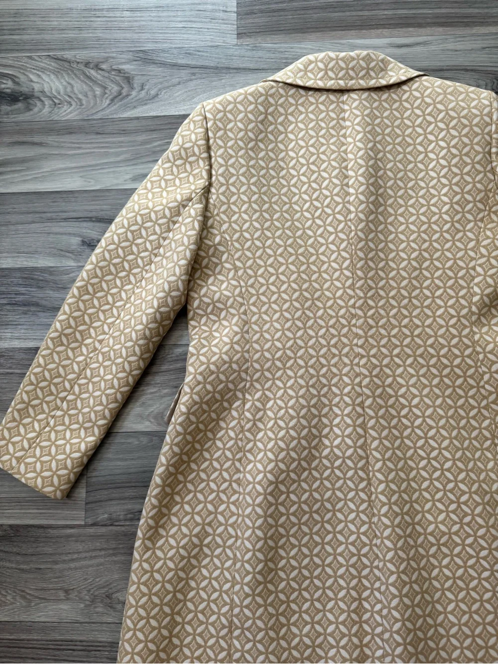 Vintage Suit Studio Geometric Print Notched Duster Blazer Size 12 Old Money Mod